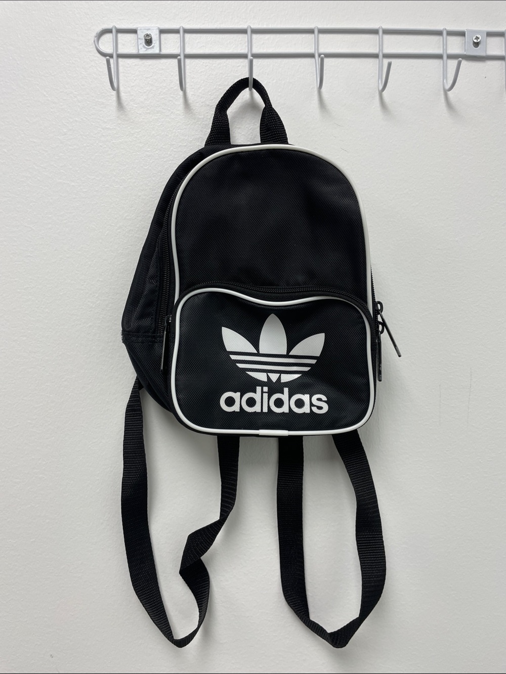 adidas Black Mini Backpack with White Logo